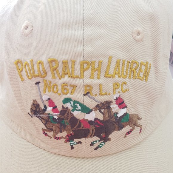 POLO RALPH LAUREN MENS KHAKI "3" POLO PLAYER/PONY LOGO BALL CAP HAT OSFA $49 NWT - Picture 2 of 10